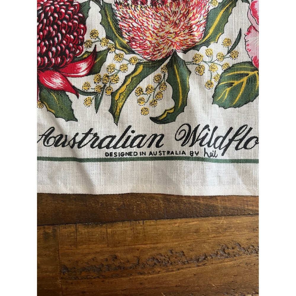 NEIL Tea Towel 1999 Calendar Australian Wildflowers Vintage OS Cream Linen - Picture 3 of 7